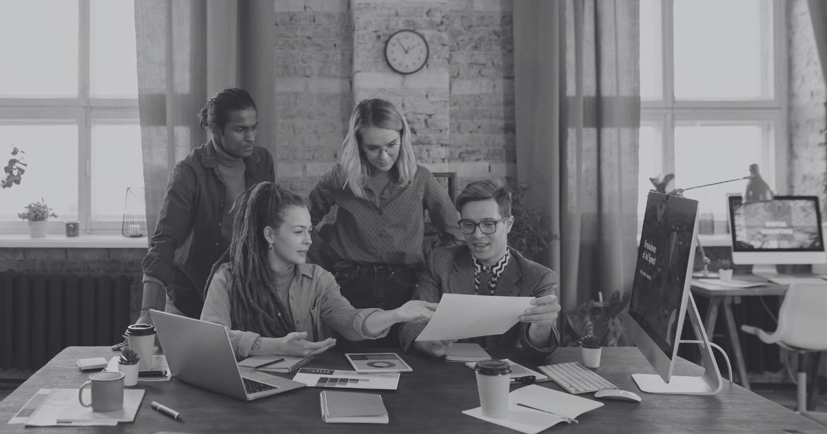 Marketing team collaborating on a content distribution strategy