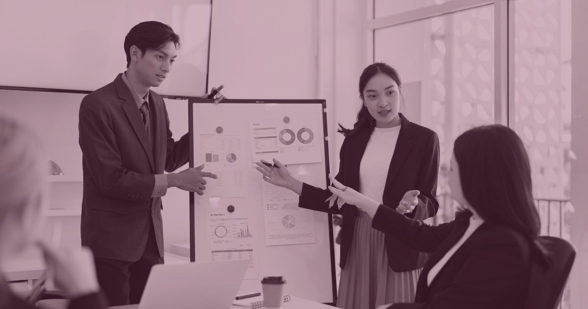 Marketing team reviewing analytics and performance metrics to make data-driven marketing decisions.