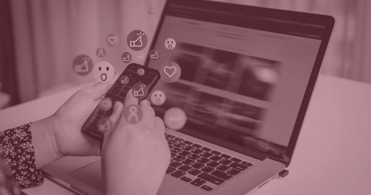 Social media marketing activity representing organic and paid social strategy in B2B