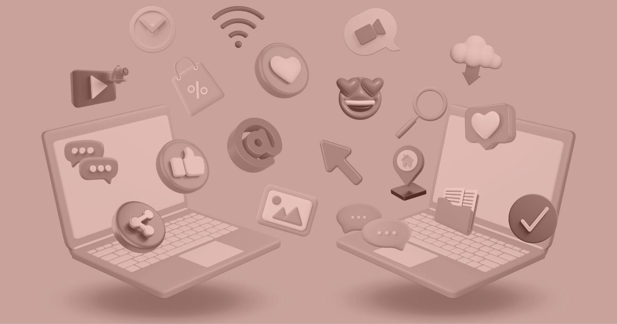 Social media distribution strategy illustration showing content amplification across digital marketing channels.