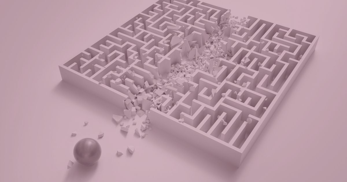 Website conversion optimization concept showing a simplified path through a complex maze